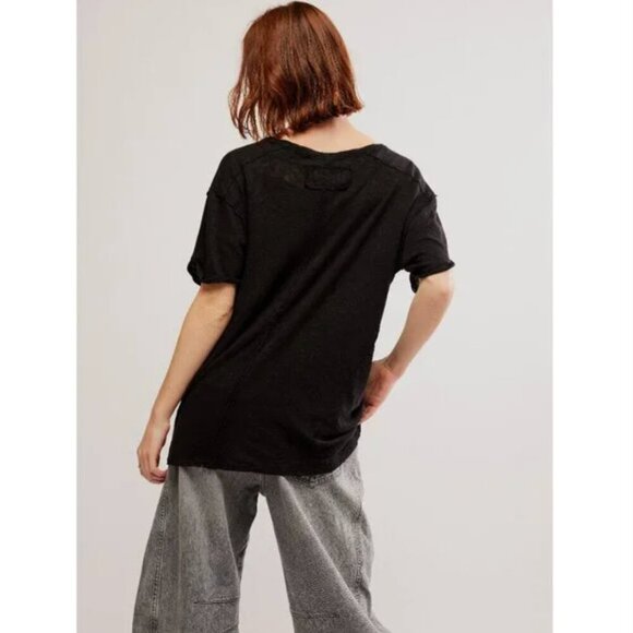 Free People We the Free All I Need Linen & Cotton Tee Oversized, Size M - Picture 2 of 11